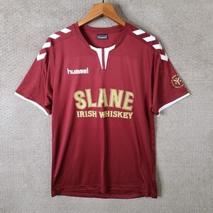 Hummel Shirt Mens Medium Red White Slane‎ Irish Whiskey Rugby Top Polyester